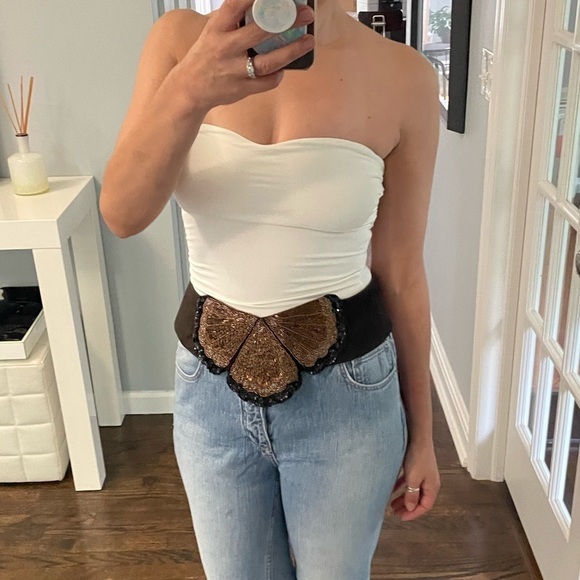 Vintage Accessories - Salena’s Collection Suede Beaded Belt